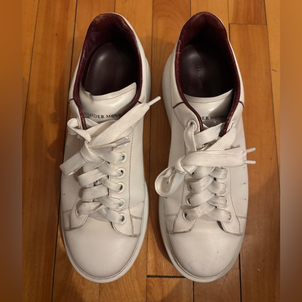 Men’s Alexander McQueen Oversized White Leather Sneaker size 41.5 or U.S. 8.5.